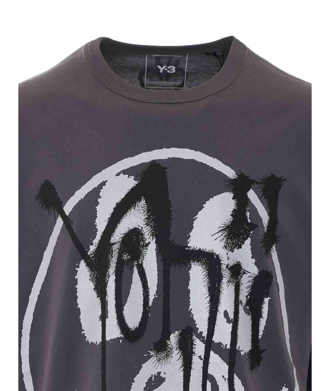 Y-3 Серая хлопковая футболка, фото 4