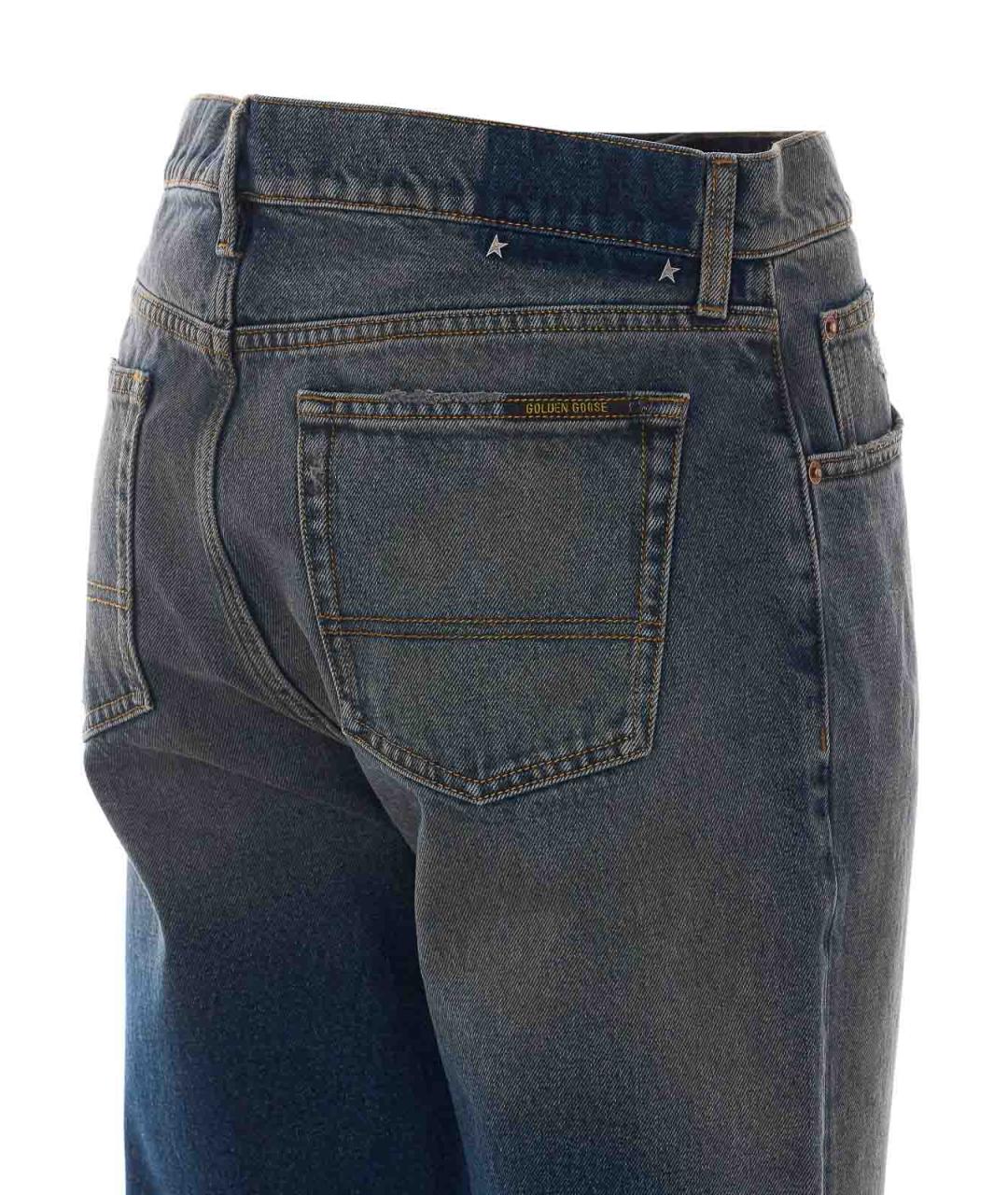 GOLDEN GOOSE Синие хлопко-полиэстеровые прямые джинсы, фото 3