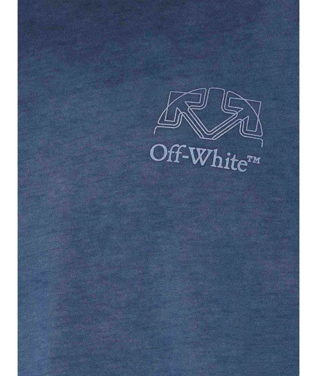 OFF-WHITE Синяя хлопковая футболка, фото 3