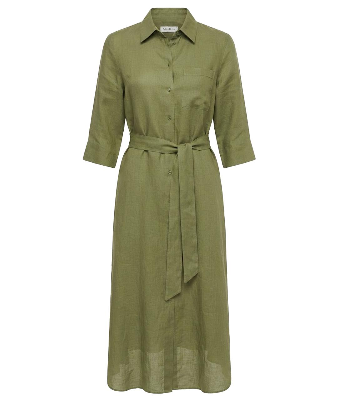 MAX MARA Салатовое льняное повседневное платье, фото 1