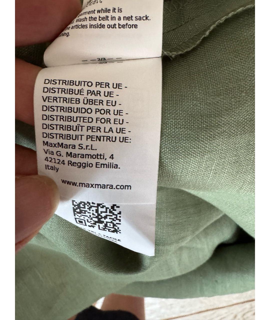 MAX MARA Салатовое льняное повседневное платье, фото 5