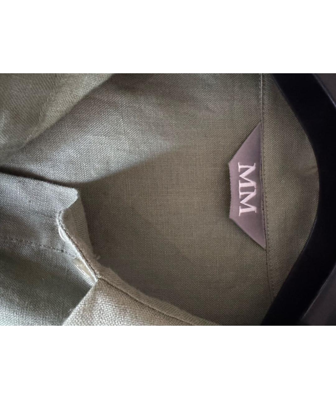 MAX MARA Салатовое льняное повседневное платье, фото 3