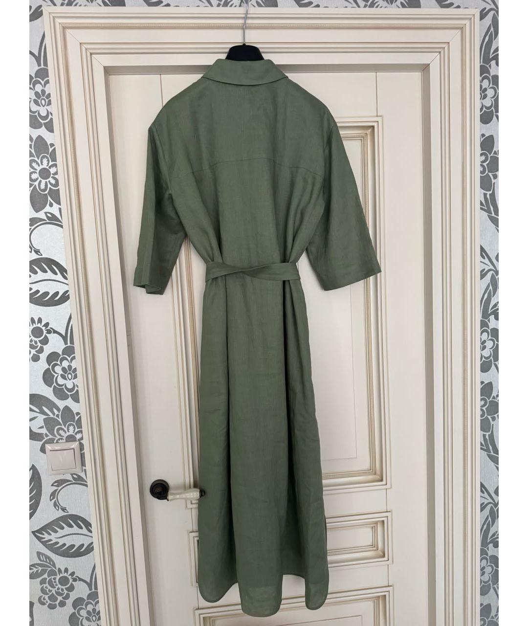MAX MARA Салатовое льняное повседневное платье, фото 2