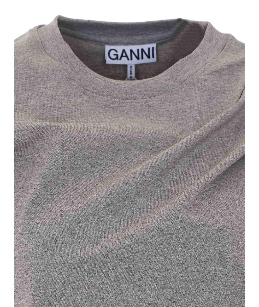 GANNI Серая хлопковая футболка, фото 4
