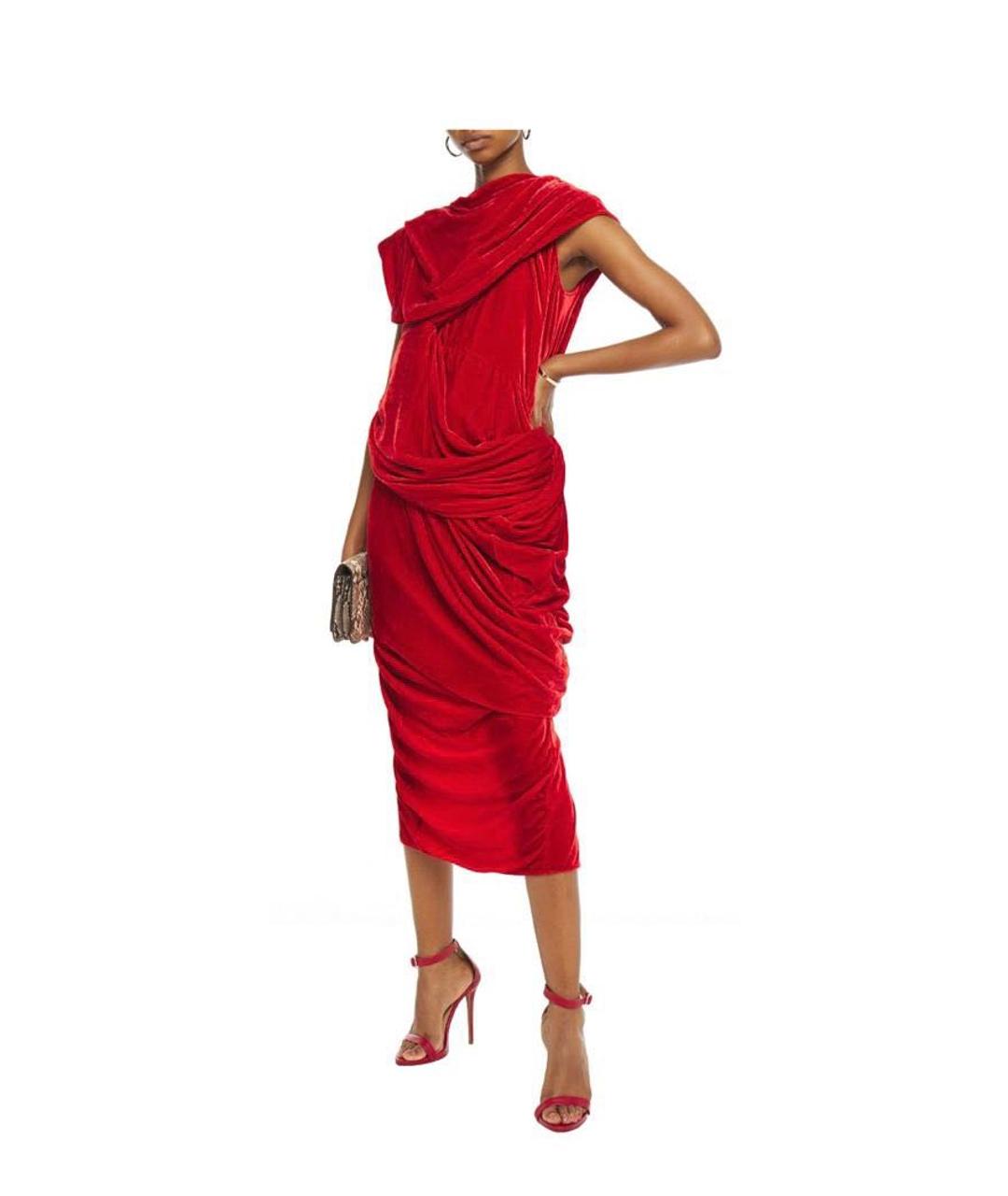 RICK OWENS Красное бархатное вечернее платье, фото 5