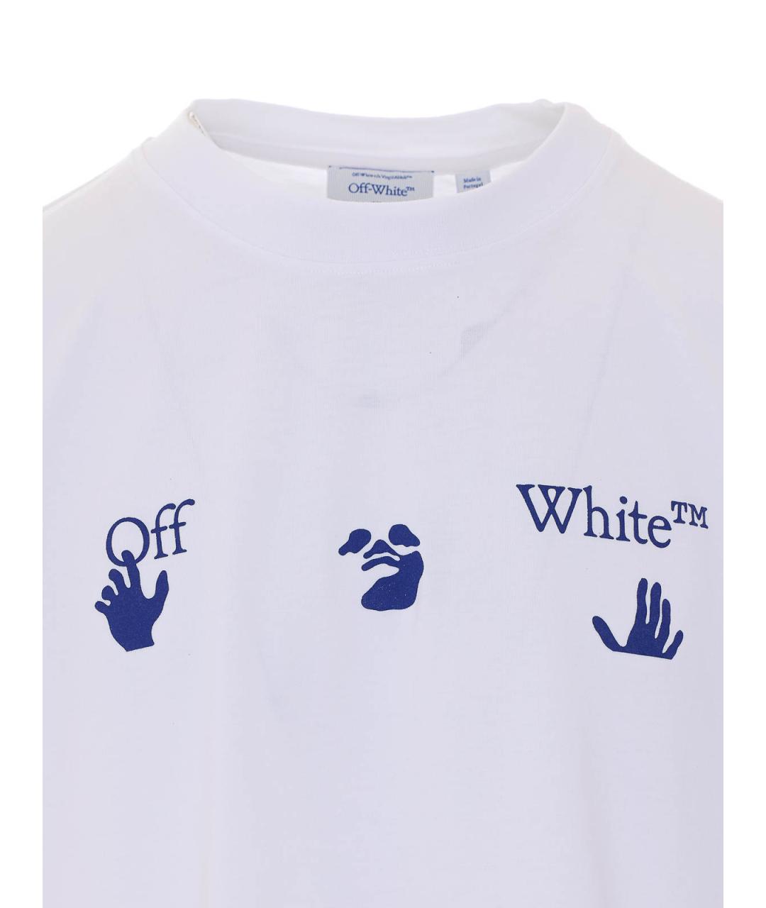 OFF-WHITE Белая хлопковая футболка, фото 4