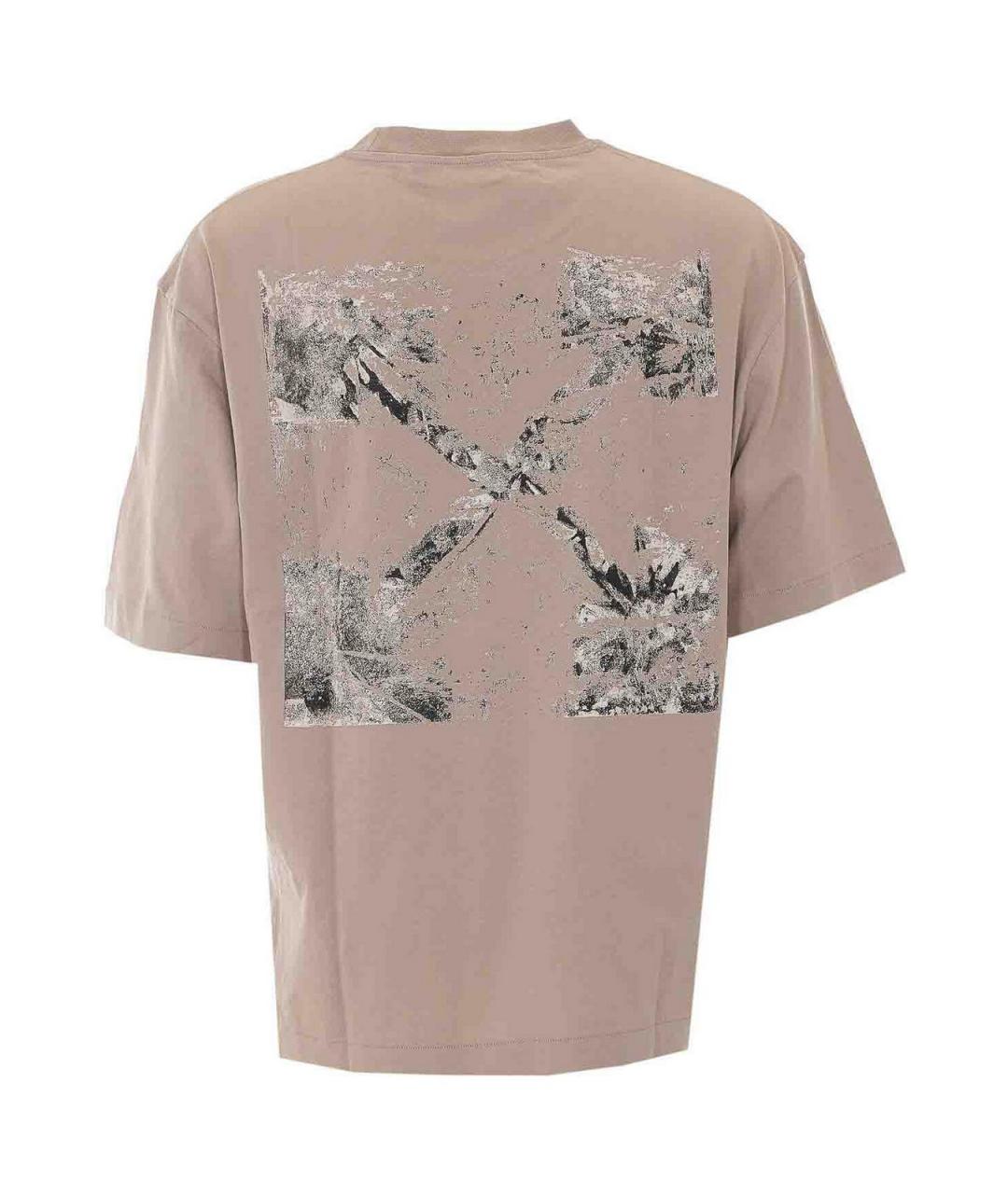 OFF-WHITE Бежевая хлопковая футболка, фото 2