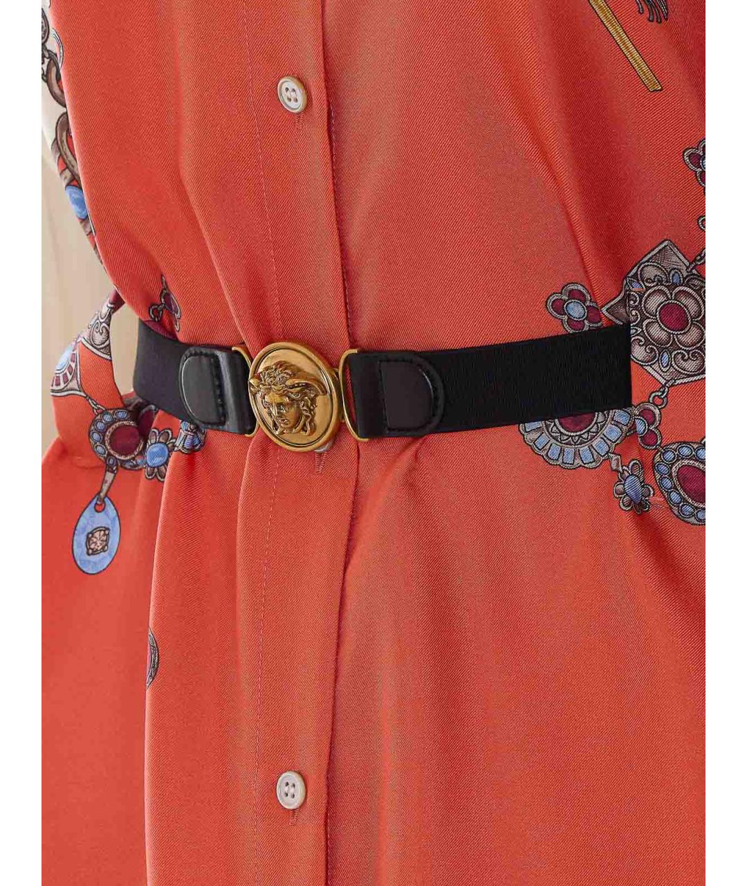 VERSACE Оранжевое шелковое повседневное платье, фото 3