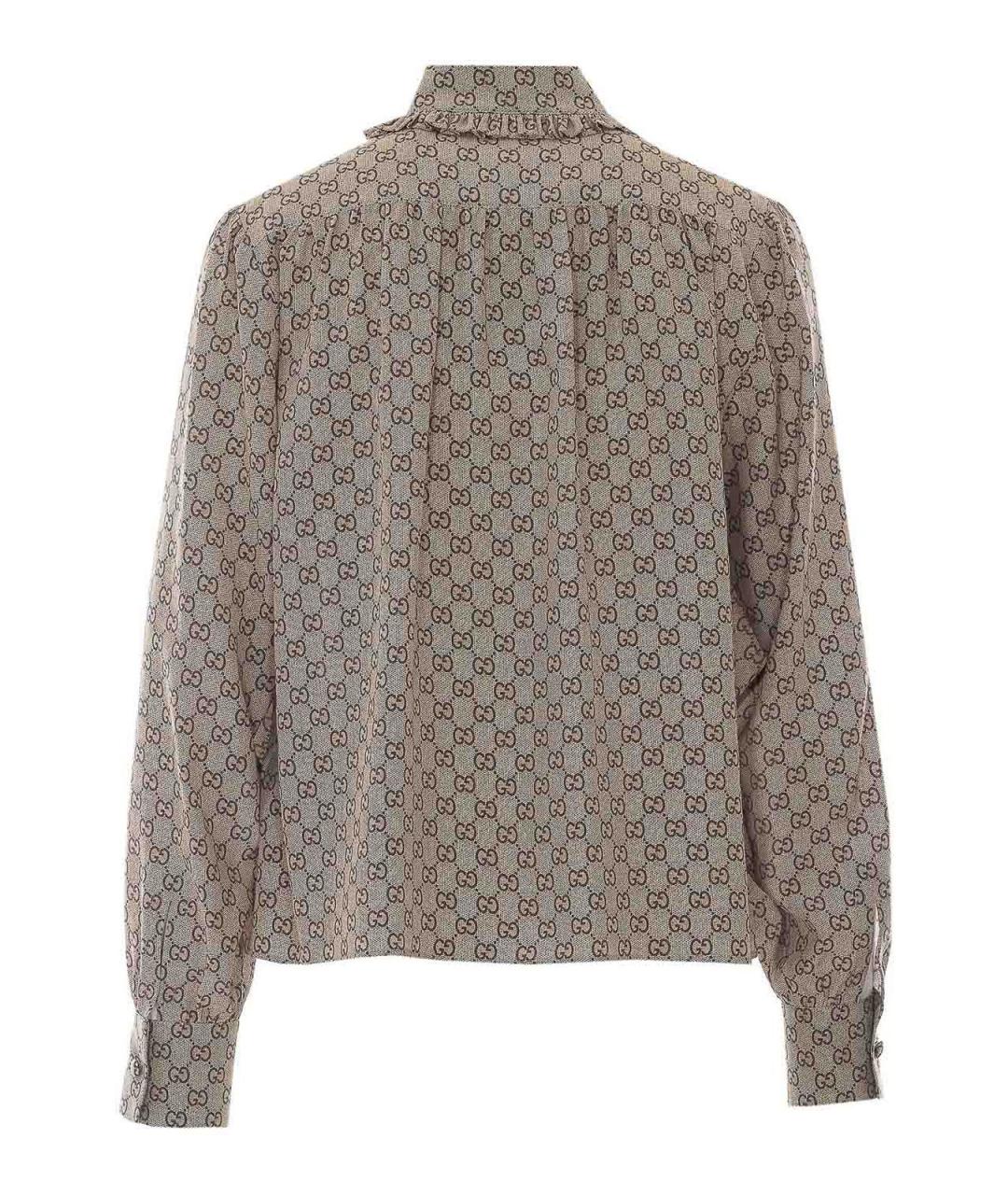 GUCCI Бежевая шелковая рубашка, фото 2