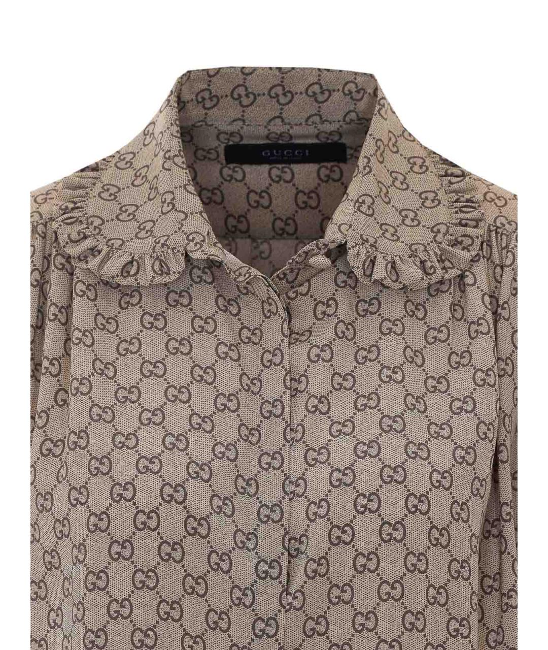 GUCCI Бежевая шелковая рубашка, фото 4