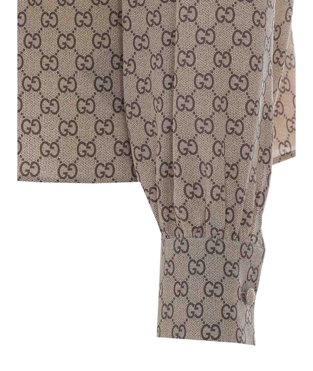 GUCCI Бежевая шелковая рубашка, фото 3