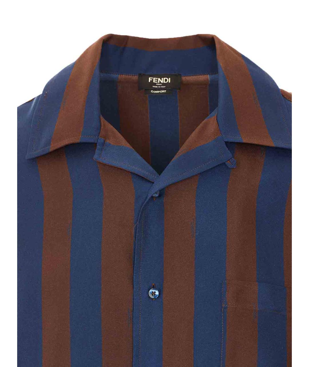 FENDI Синяя шелковая кэжуал рубашка, фото 4