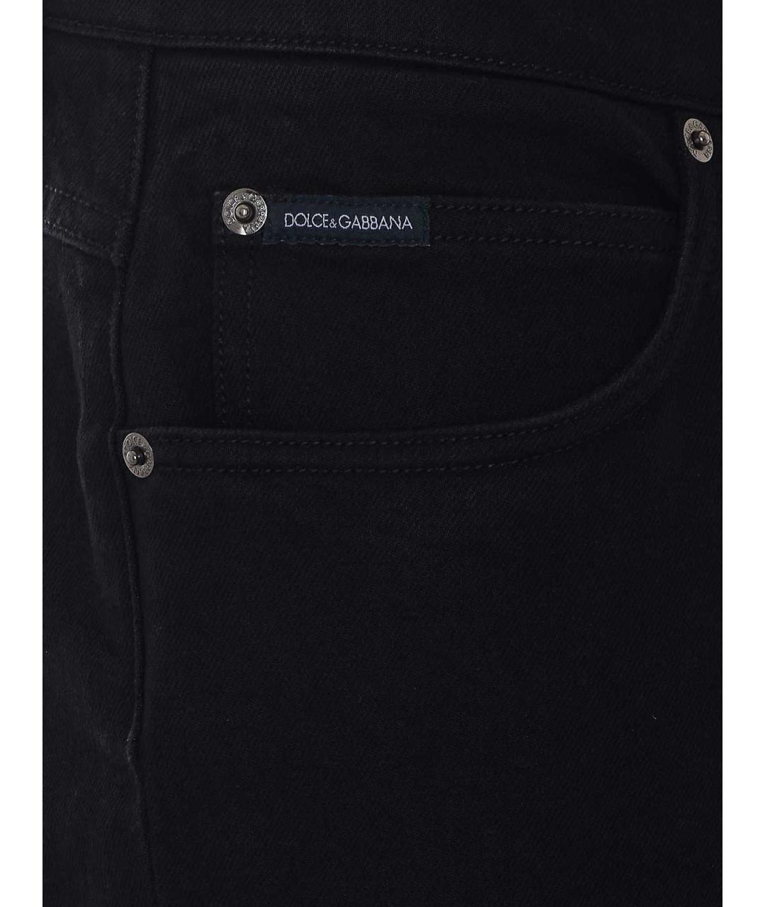 DOLCE&GABBANA Черные хлопковые прямые джинсы, фото 4