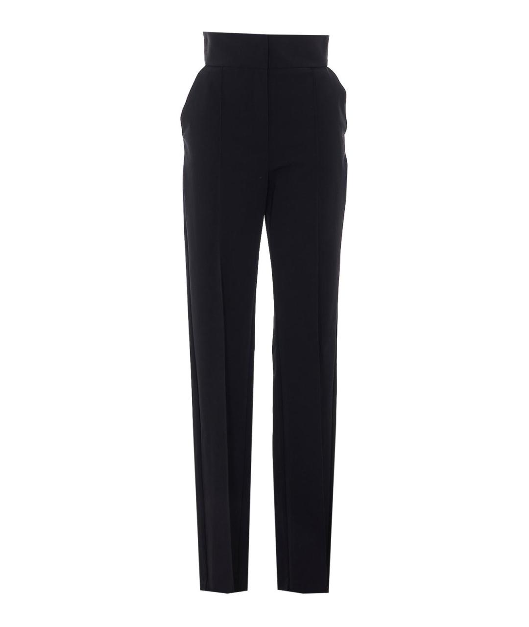 ELISABETTA FRANCHI Черные полиэстеровые прямые брюки, фото 1