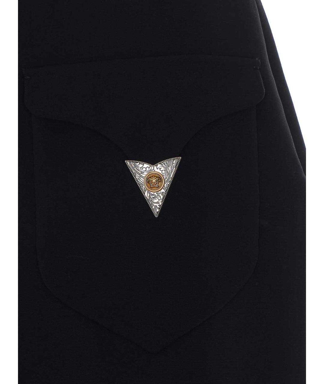 VERSACE Черная шерстяная юбка мини, фото 3