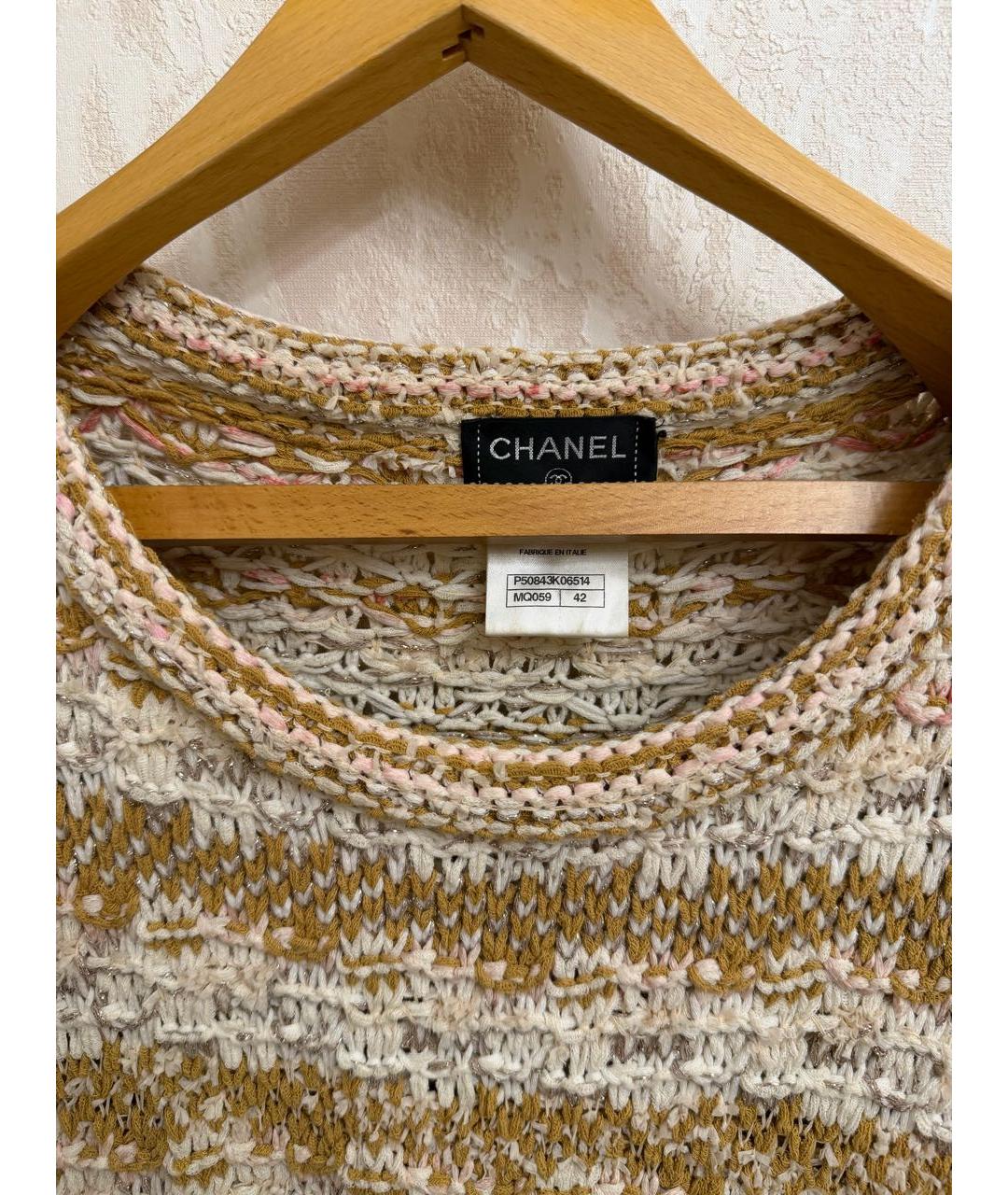 CHANEL Бежевое вискозное платье, фото 3
