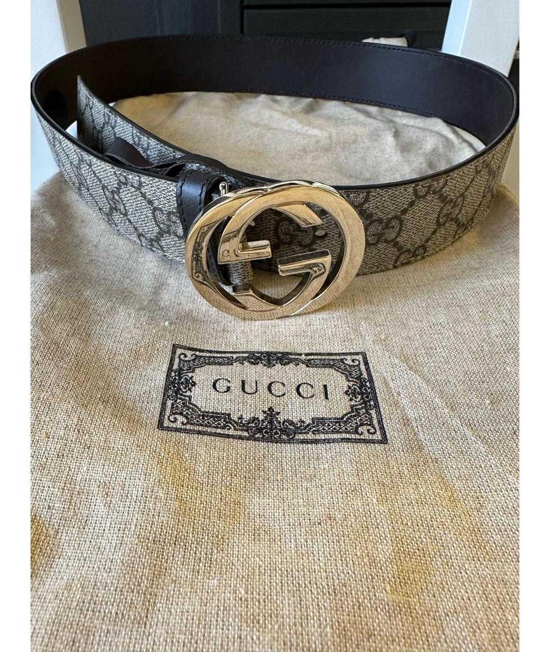 GUCCI Бежевый полиуретановый ремень, фото 4