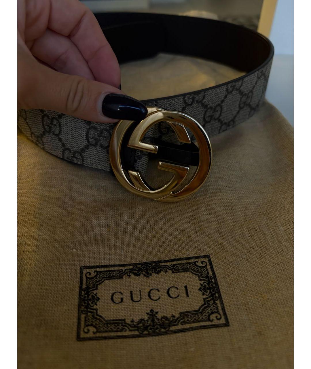 GUCCI Бежевый полиуретановый ремень, фото 6