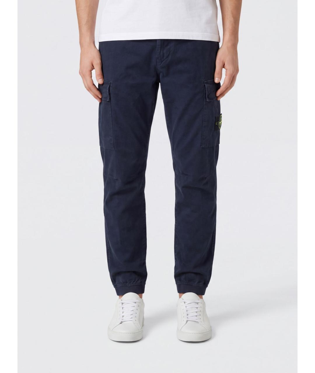 STONE ISLAND Синие полиамидовые повседневные брюки, фото 2