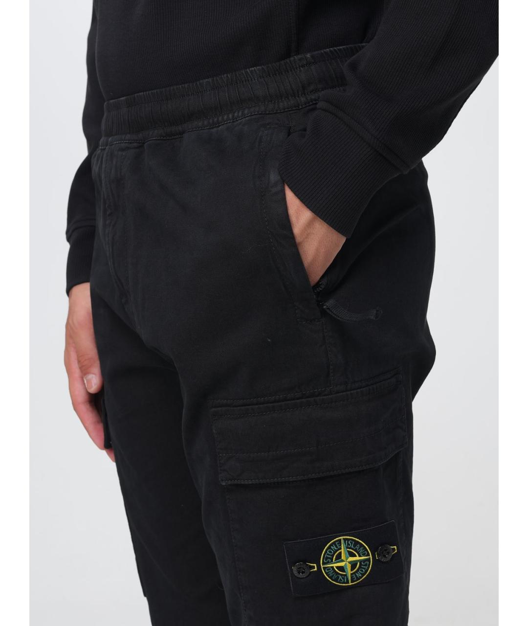 STONE ISLAND Черные полиамидовые повседневные брюки, фото 4