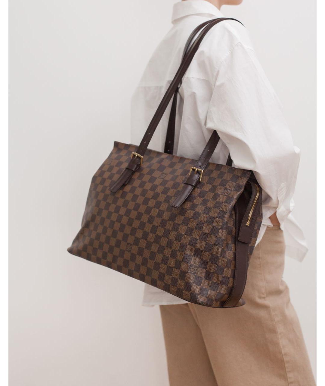 LOUIS VUITTON Коричневая сумка тоут из канвы, фото 3