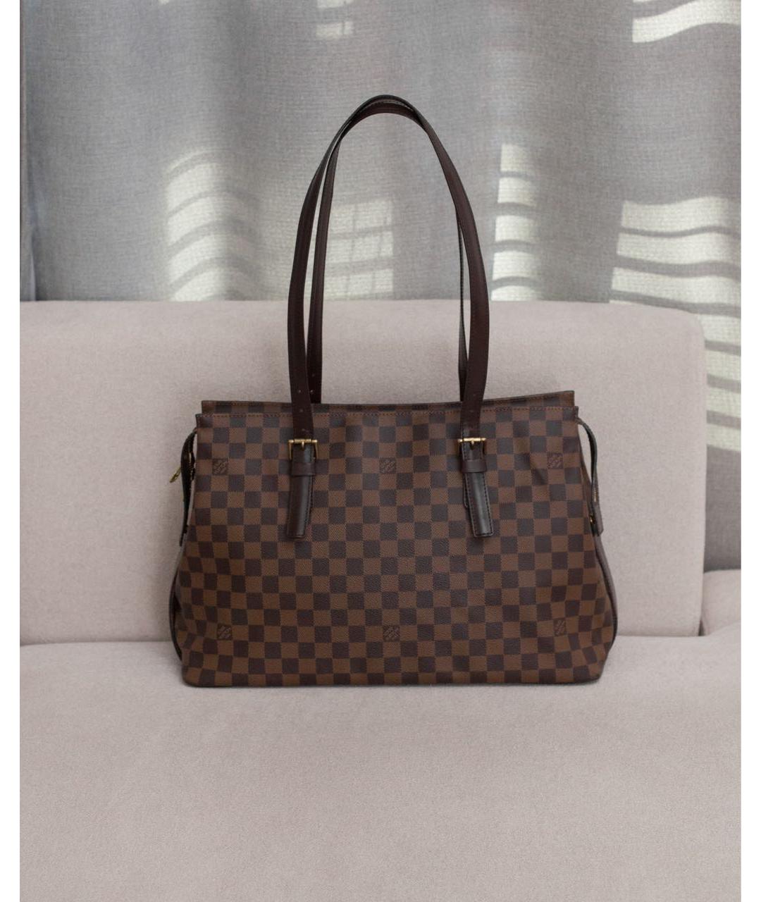 LOUIS VUITTON Коричневая сумка тоут из канвы, фото 9