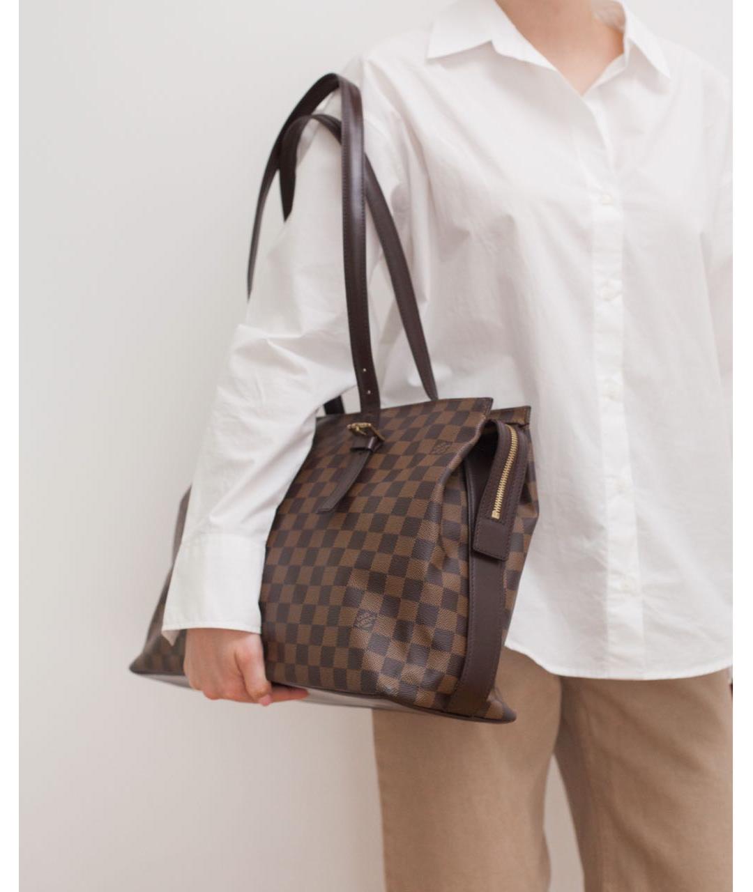 LOUIS VUITTON Коричневая сумка тоут из канвы, фото 4