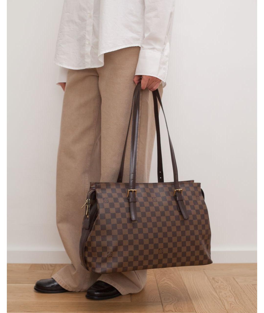 LOUIS VUITTON Коричневая сумка тоут из канвы, фото 5