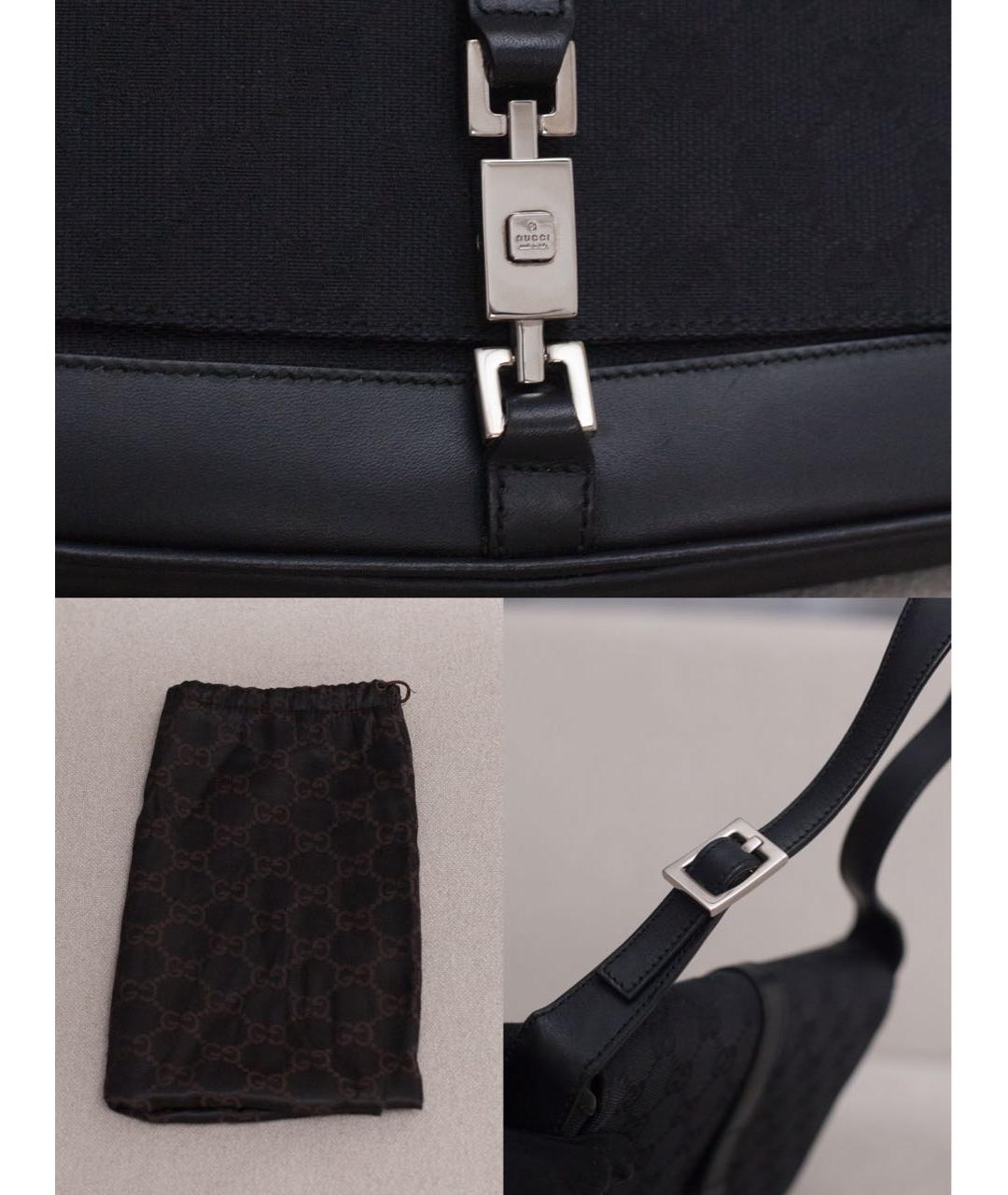 GUCCI Черная сумка с короткими ручками из канвы, фото 7