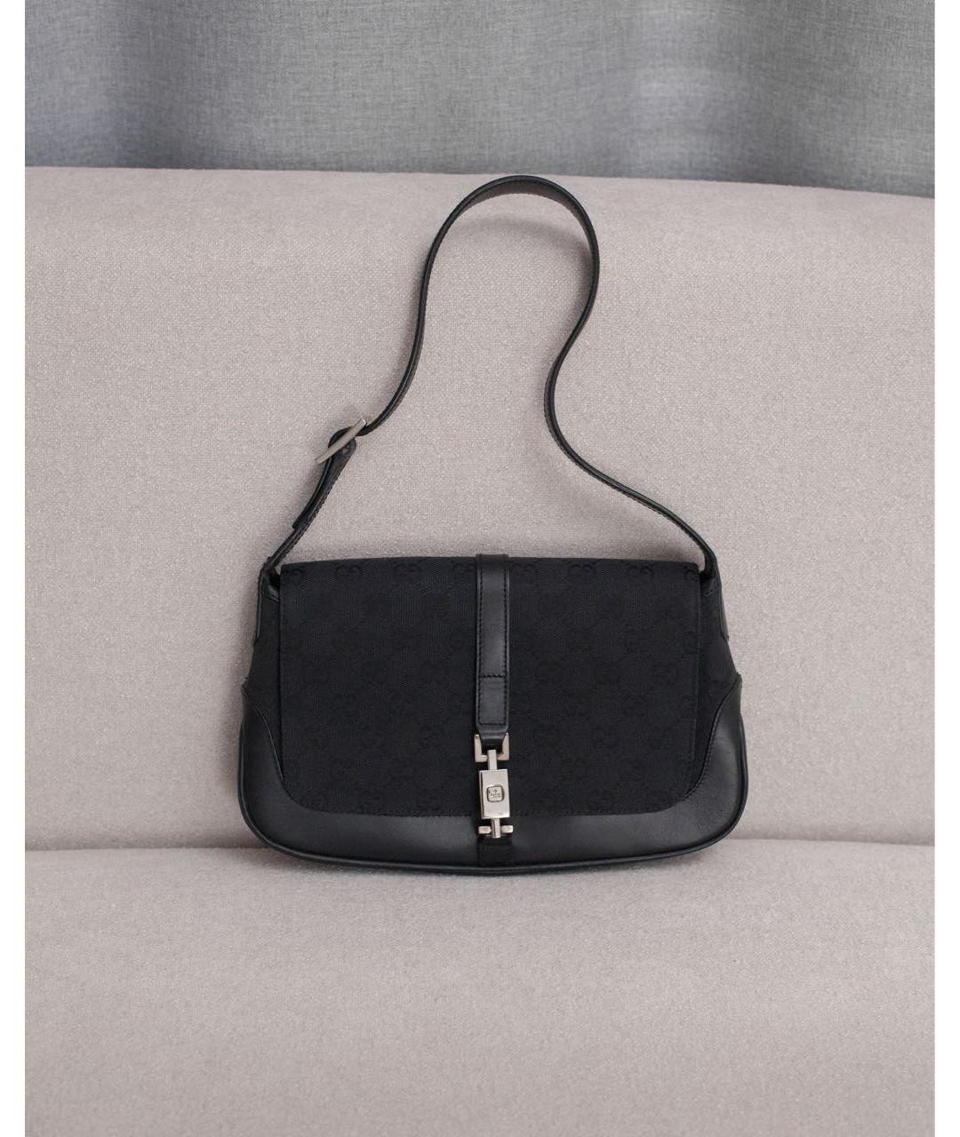 GUCCI Черная сумка с короткими ручками из канвы, фото 9