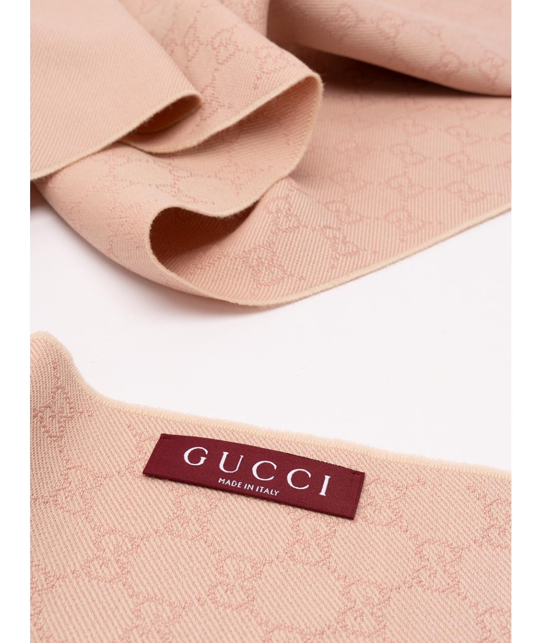 GUCCI Розовый шерстяной шарф, фото 3