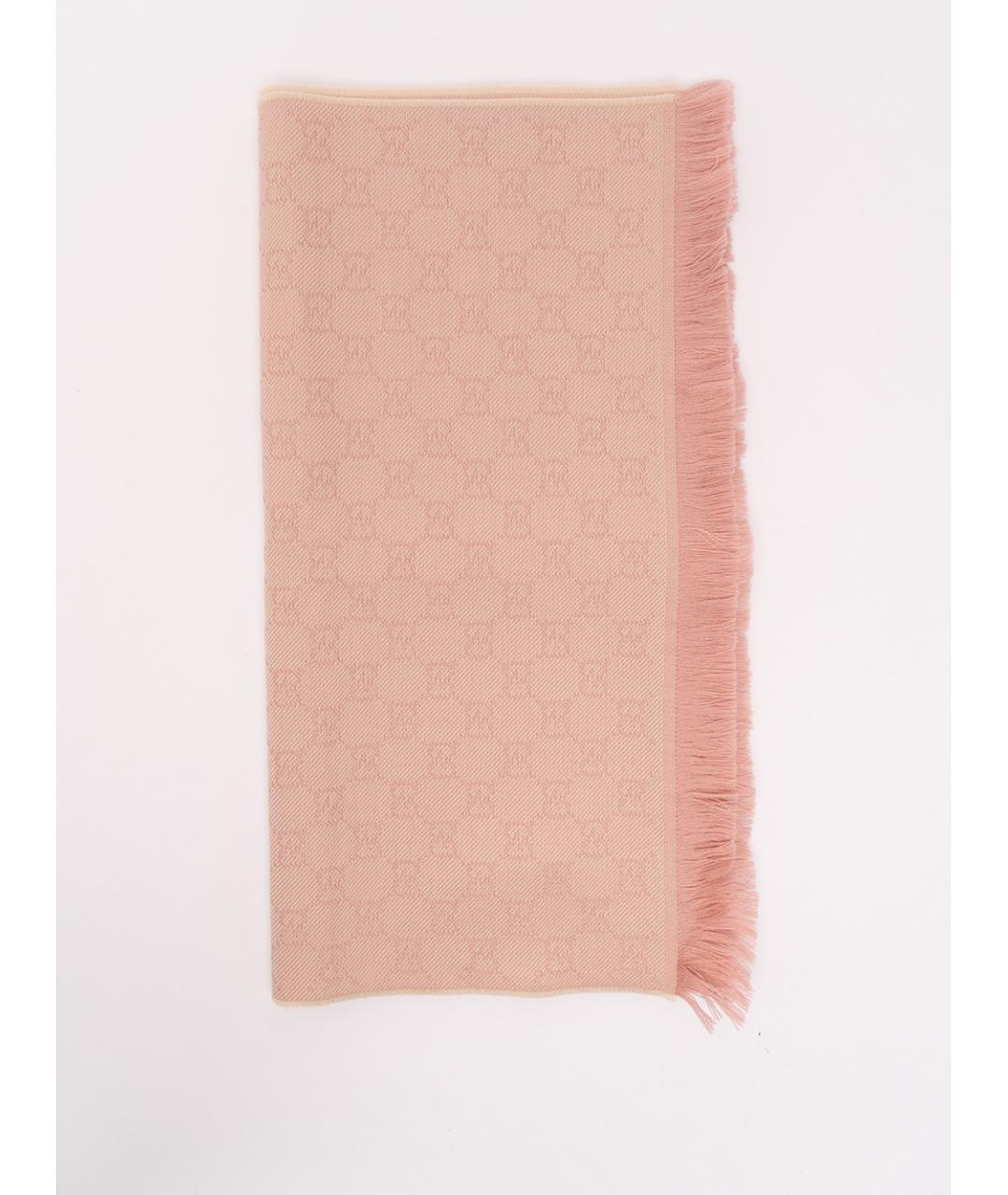 GUCCI Розовый шерстяной шарф, фото 4