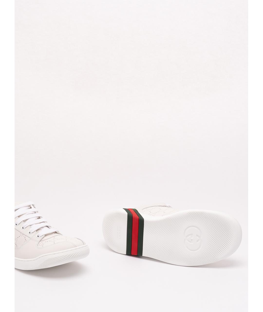GUCCI Белые кожаные низкие кроссовки / кеды, фото 4