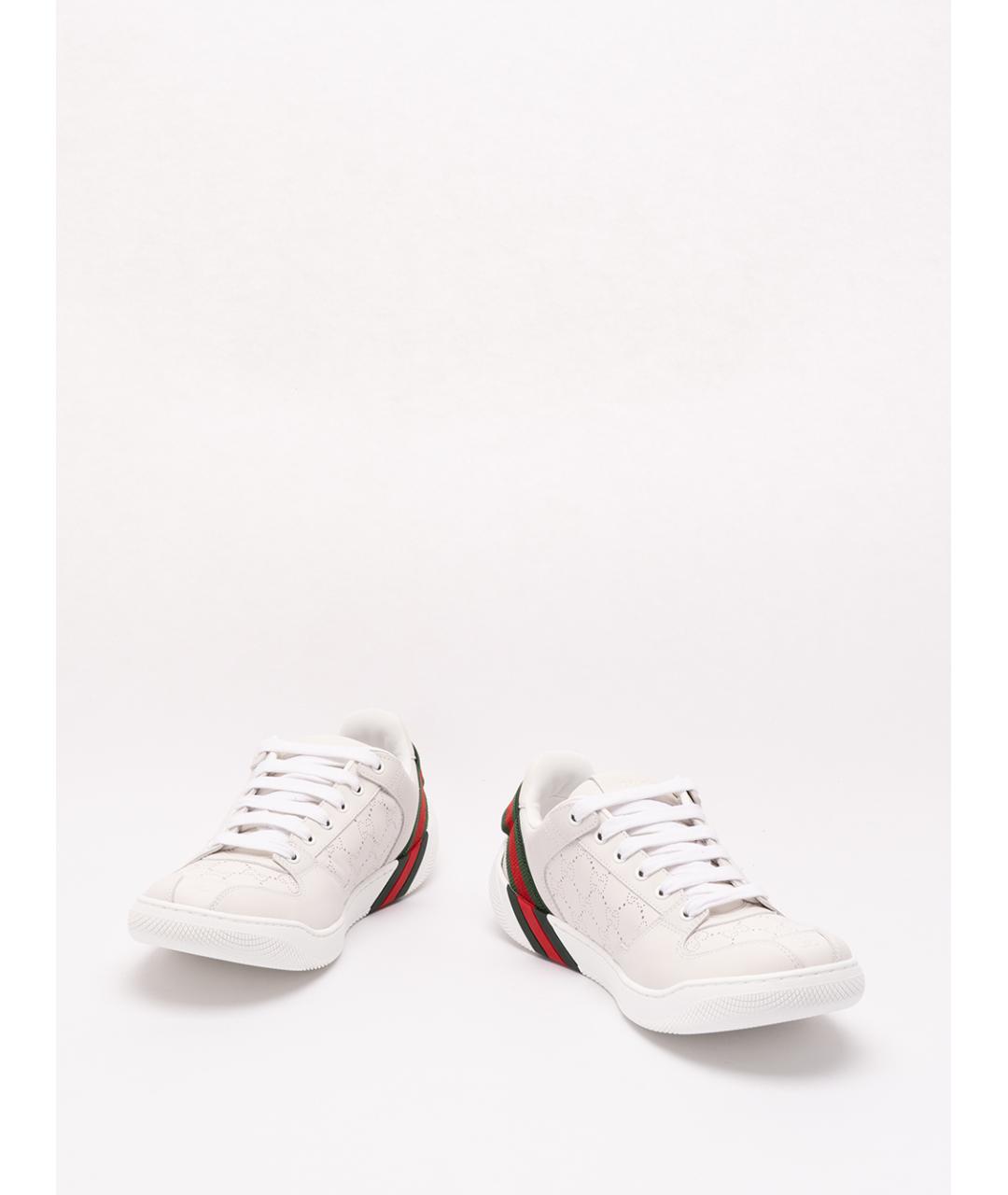 GUCCI Белые кожаные низкие кроссовки / кеды, фото 2