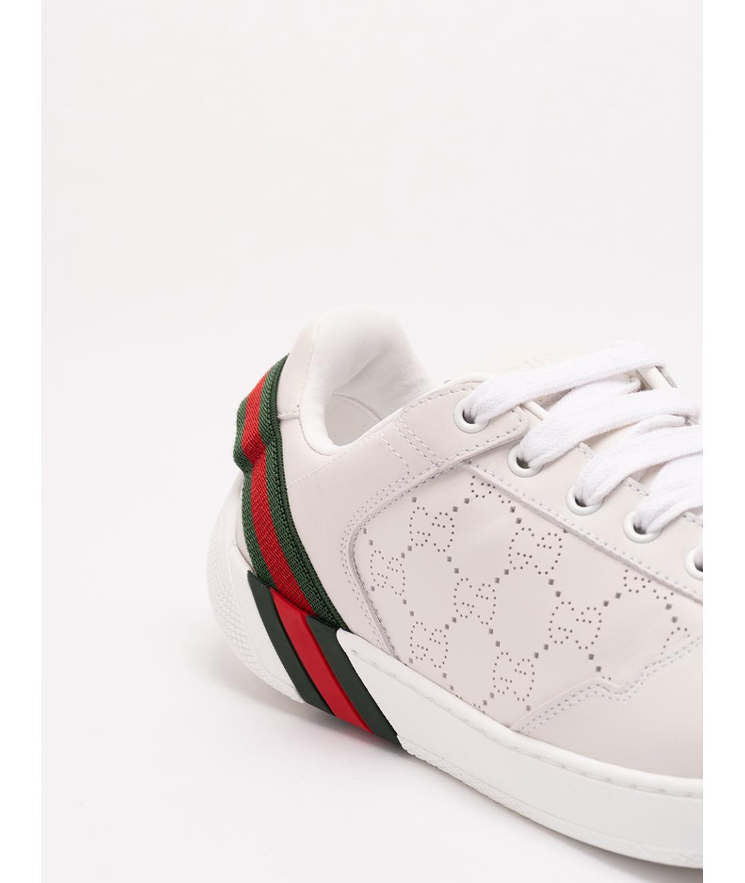 GUCCI Белые кожаные низкие кроссовки / кеды, фото 6