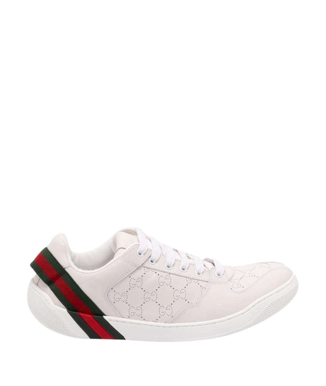 GUCCI Белые кожаные низкие кроссовки / кеды, фото 1