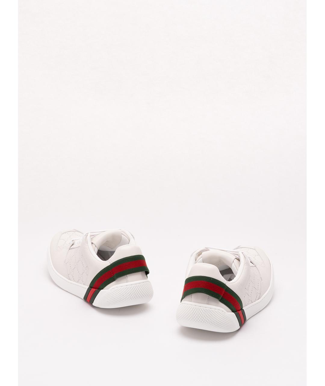 GUCCI Белые кожаные низкие кроссовки / кеды, фото 3