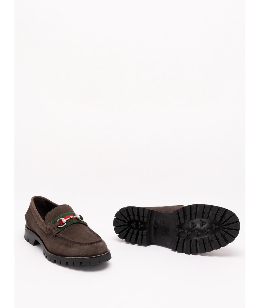 GUCCI Коричневые замшевые лоферы, фото 4