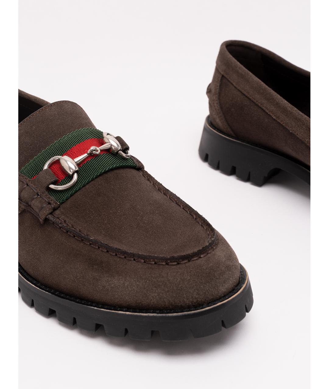 GUCCI Коричневые замшевые лоферы, фото 5