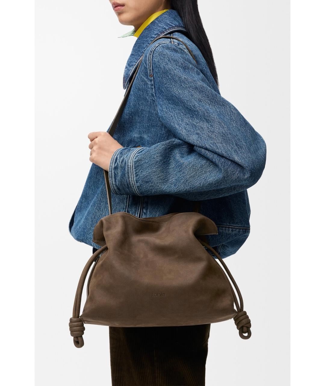 LOEWE Коричневая кожаная сумка через плечо, фото 2