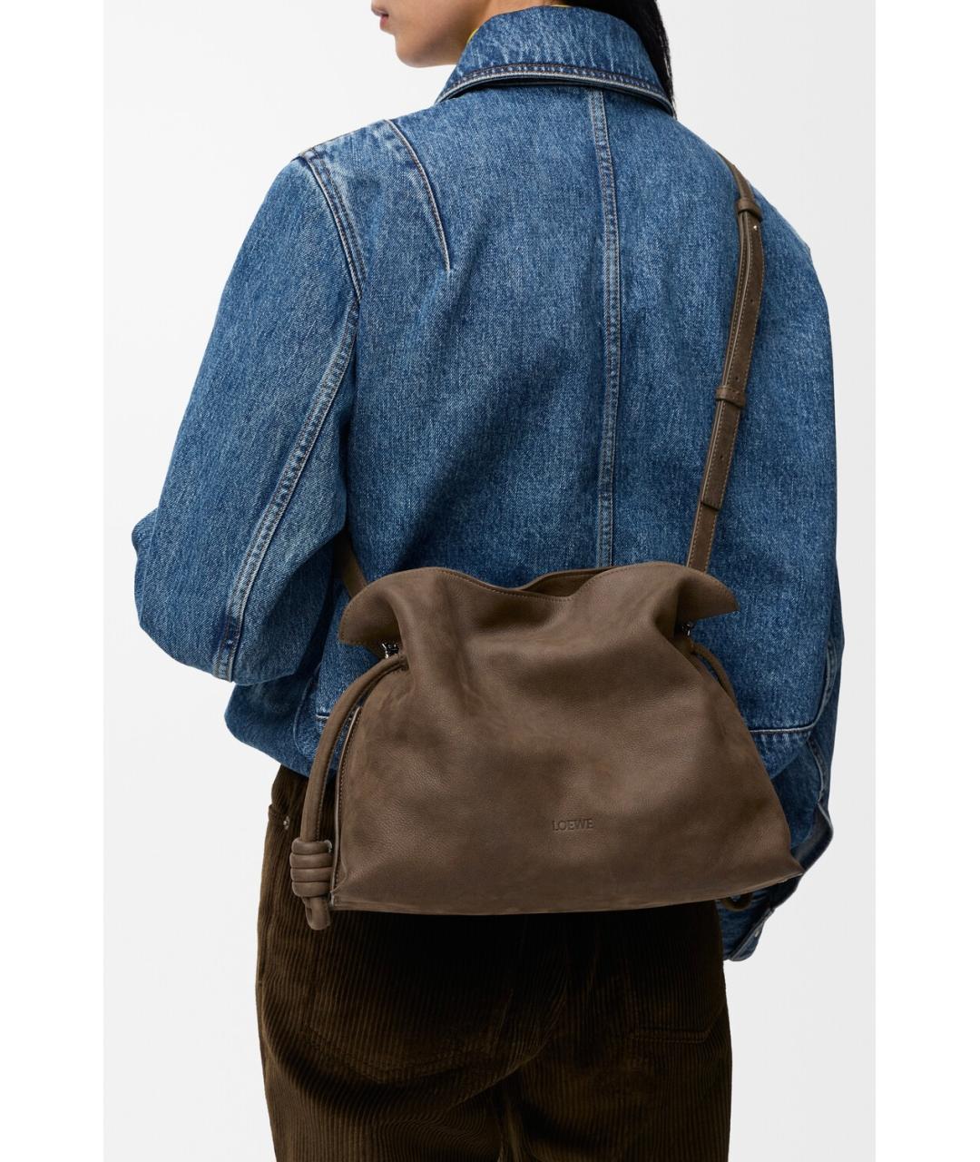 LOEWE Коричневая кожаная сумка через плечо, фото 3
