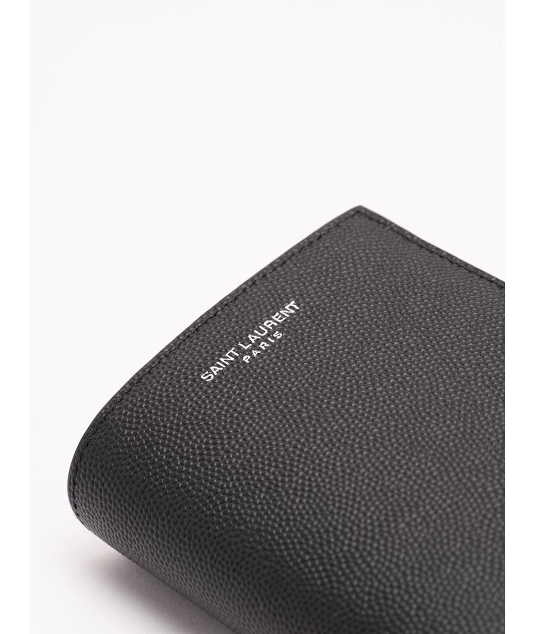 SAINT LAURENT Черный кожаный кошелек, фото 4