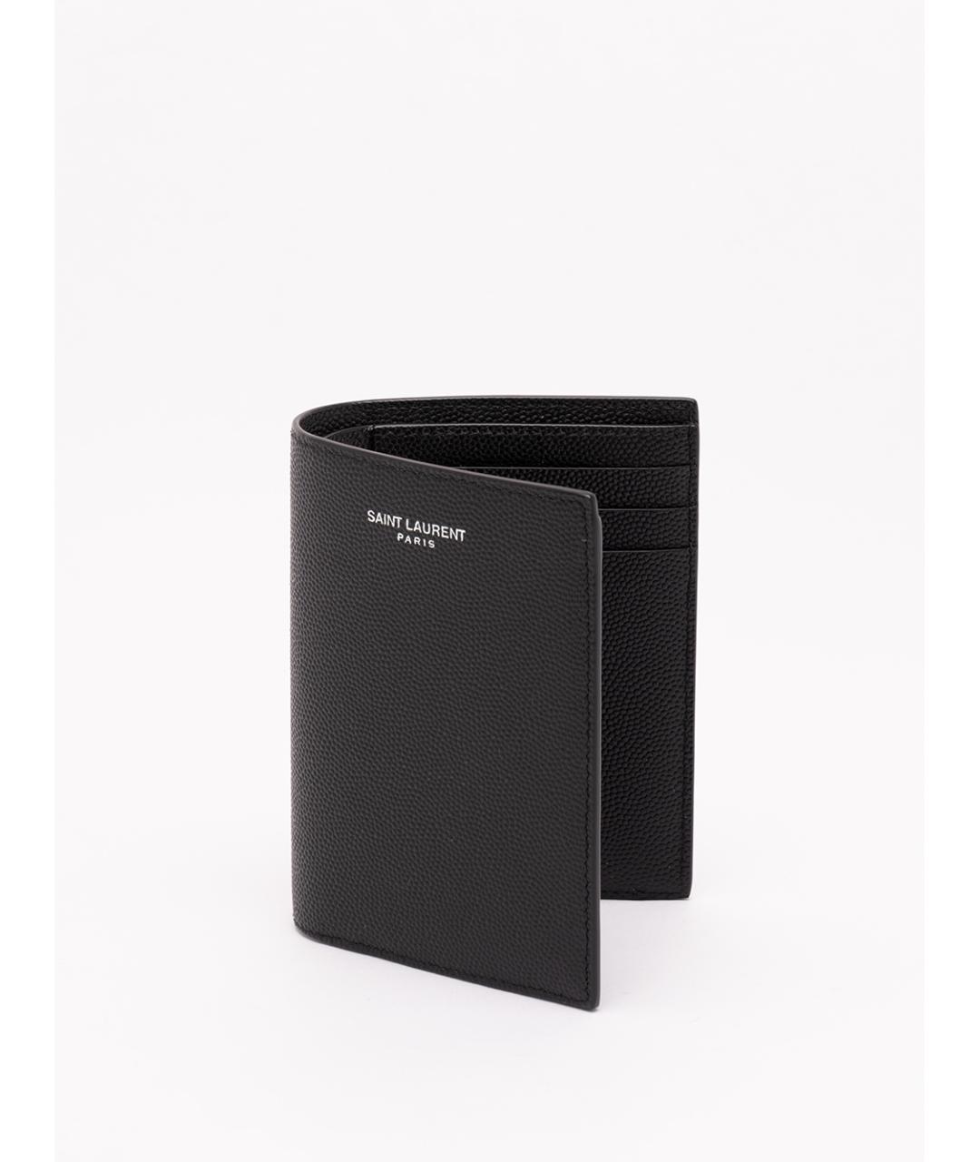SAINT LAURENT Черный кожаный кошелек, фото 2
