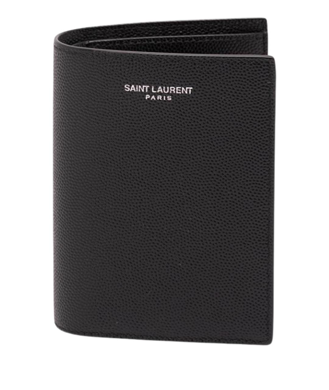SAINT LAURENT Черный кожаный кошелек, фото 1