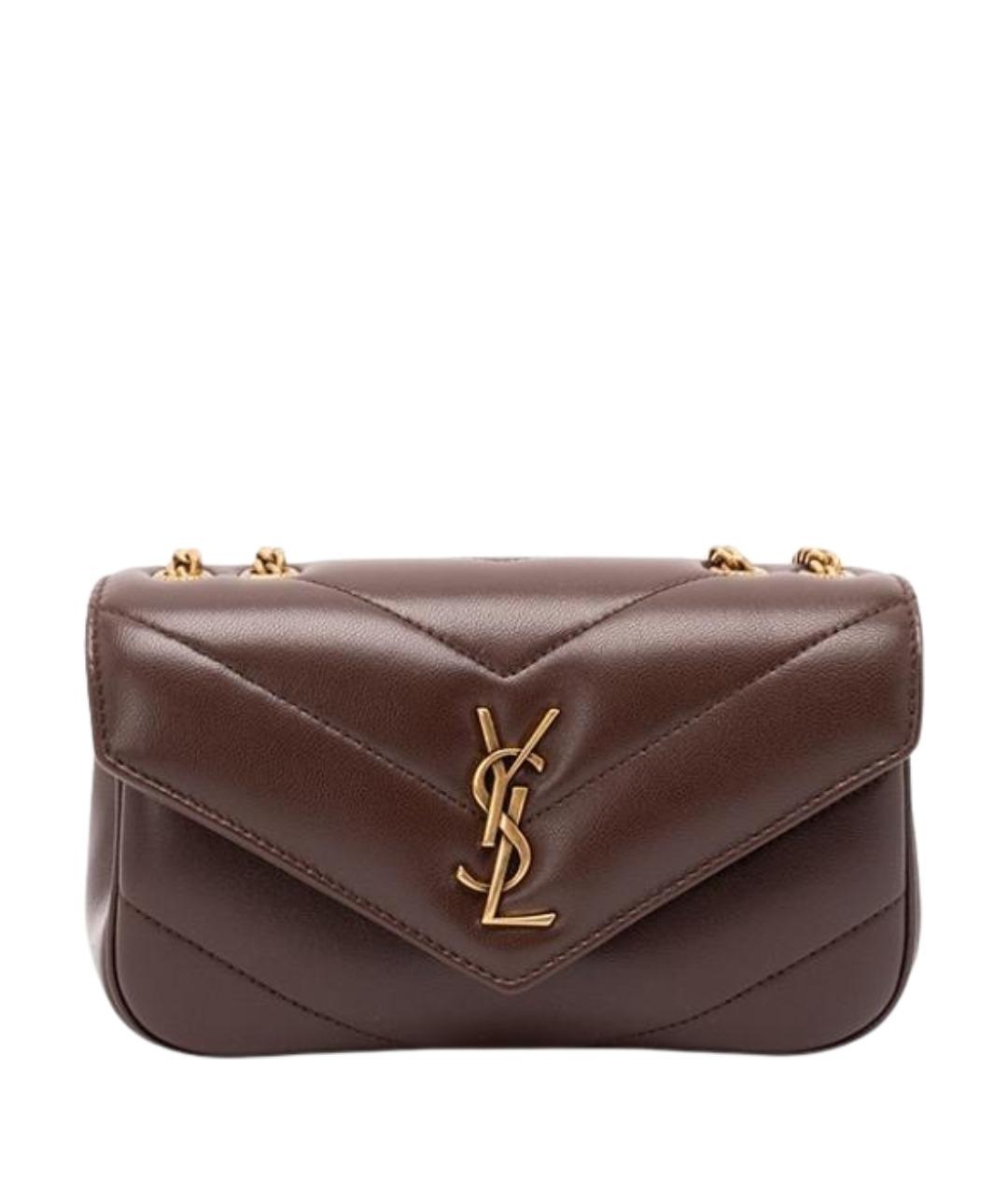 SAINT LAURENT Бордовая кожаная сумка через плечо, фото 1