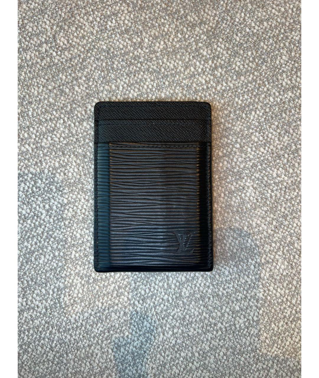 LOUIS VUITTON Черный кожаный кардхолдер, фото 4