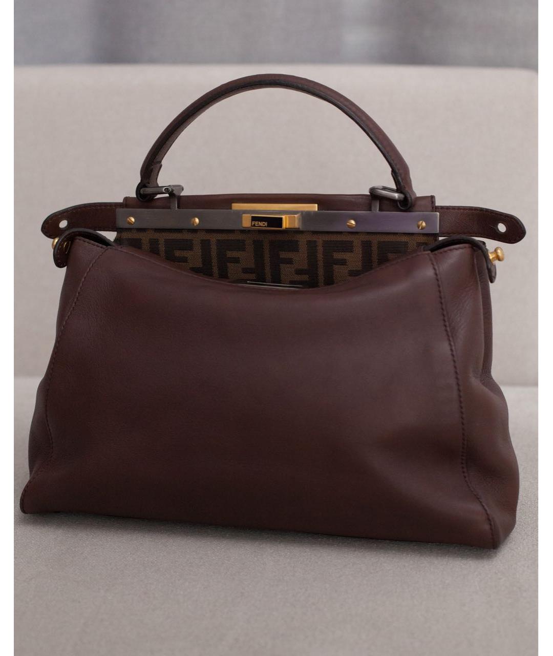 FENDI Коричневая кожаная сумка через плечо, фото 8