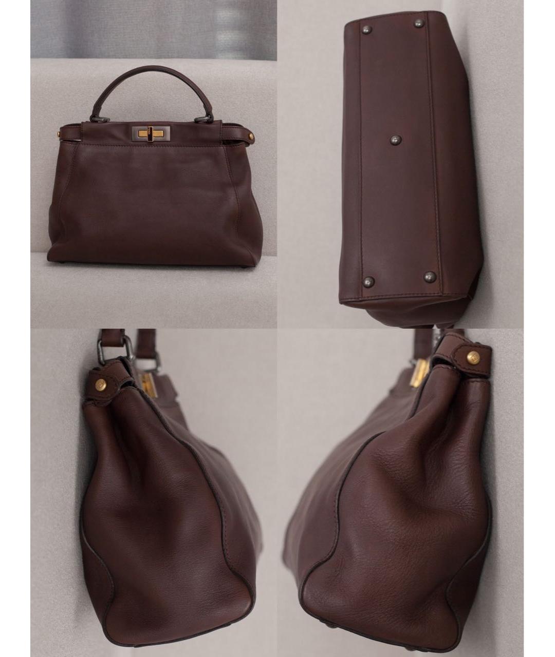 FENDI Коричневая кожаная сумка через плечо, фото 5