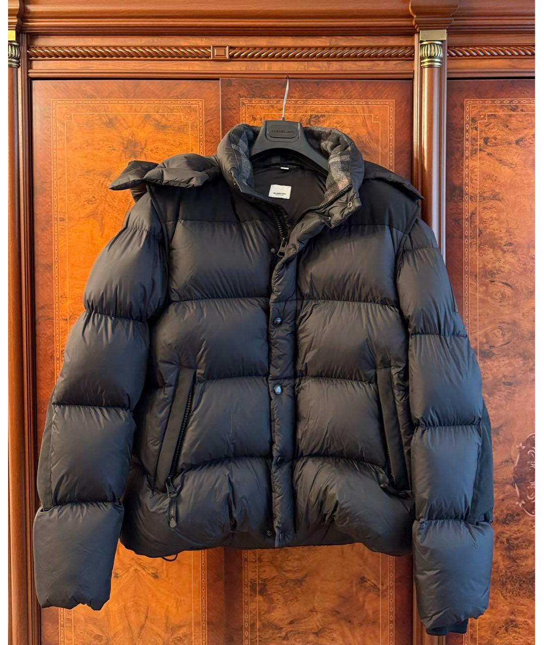 BURBERRY Черный полиэстеровый пуховик, фото 4