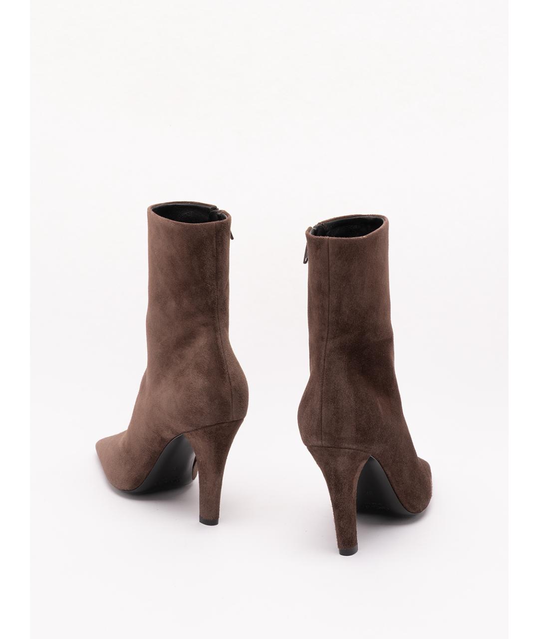 SAINT LAURENT Коричневые замшевые ботильоны, фото 3